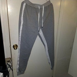 Men's Size 36 Joggers Pants Elastic Waist Drawstring Sweatpants White Stripe.